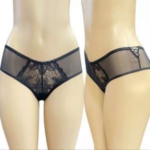 Victorias Secret Very Sexy Strappy Lace-up Mesh Cheeky Panty Black - S - M